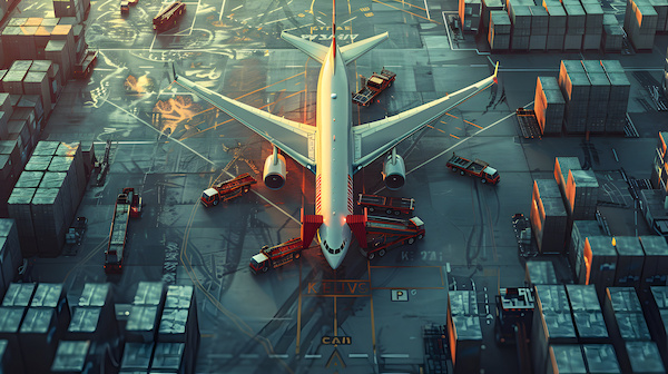 avion en zona de contenedores